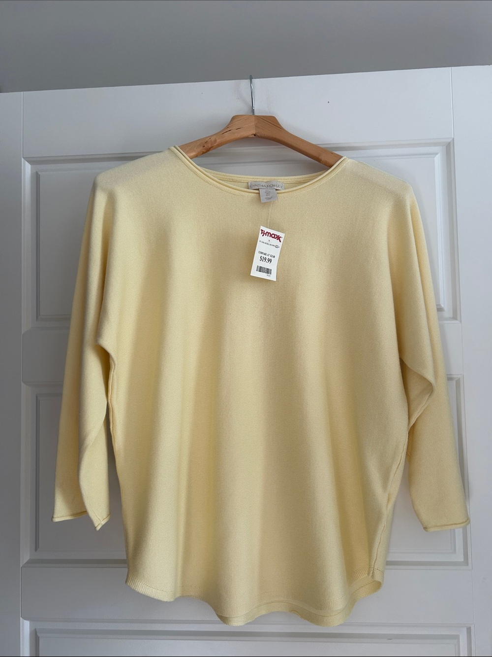 Cynthia Rowley Light Yellow Scoop Neck Sweater